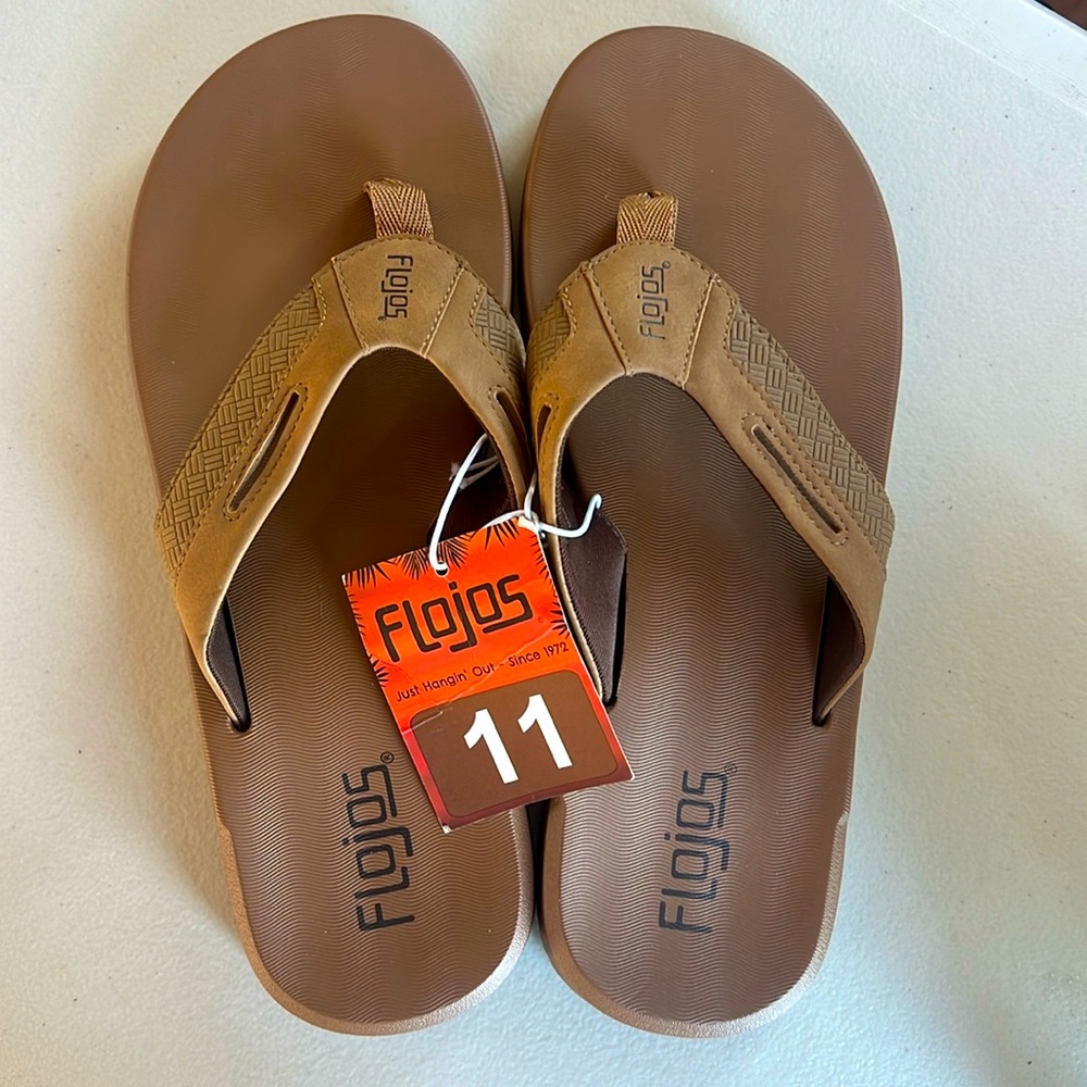 Flojos Men's Levee Memory Foam Flip Flop Sandals - SIZE 11